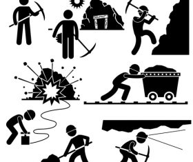 Miners matchstick men vector