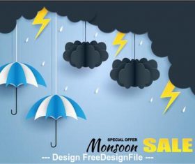 Monsoon special sale flyer vector