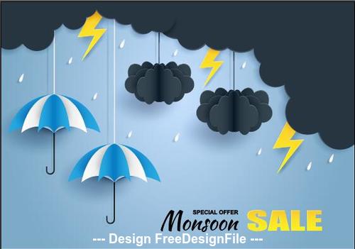 Monsoon special sale flyer vector