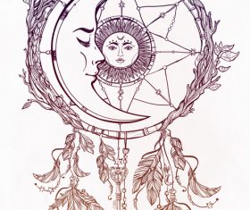 Mythological hand-drawn pattern vector