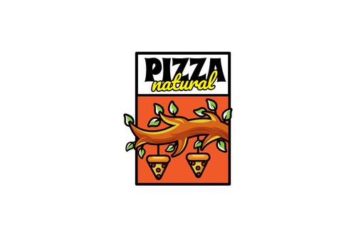Natural pizza mascot logo vector