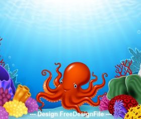 Octopus cartoon illustration vector