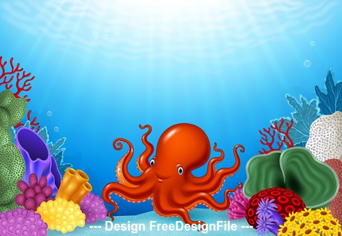 Octopus cartoon illustration vector free download