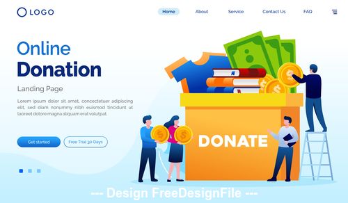 Online donation cartoon illustration vector