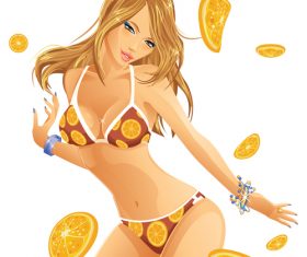 Orange girl cartoon vector