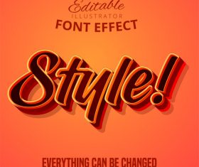Orange red 3d font text effect vector