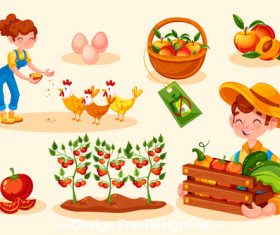 Organic farming food illustration vector