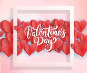 Origami heart and frame background Valentines day card vector