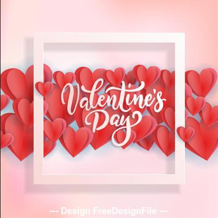 Origami heart and frame background Valentines day card vector