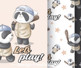 Panda cartoon background vector