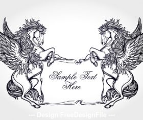 Pegasus hand drawn decorative pattern vector