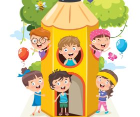 Pencil classroom cartoon vector