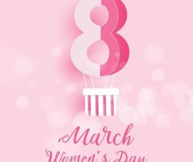 Pink background womens day greeting card vector