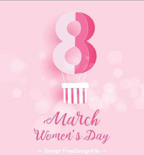 Pink background womens day greeting card vector
