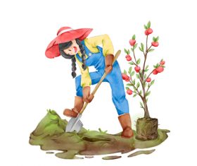 Planting cartoon illustration vector