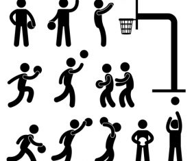 Playing basketball matchstick men vector
