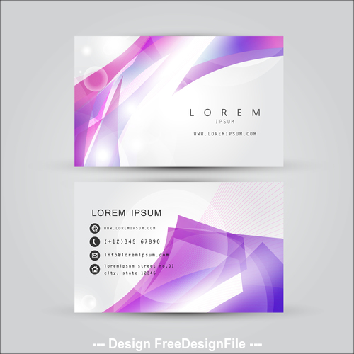 Purple geometric pattern business card template design vector