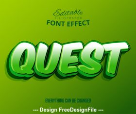 Quest 3d font effect editable text vector
