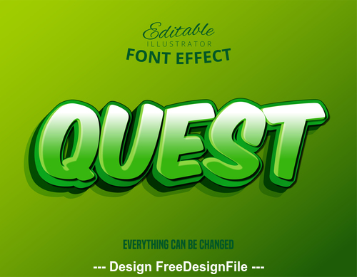 Quest 3d font effect editable text vector