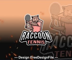 Raccoon tennis sport logo vector