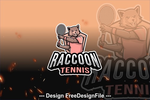 Raccoon tennis sport logo vector
