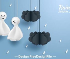 Ragdoll in cartoon rainy season vector