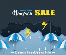 Rainy season special sale flyer vector