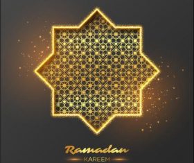 Ramadan Kareem golden geometric illustrations vector