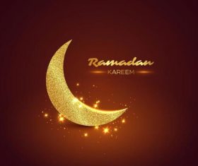 Ramadan Kareem golden moon vector