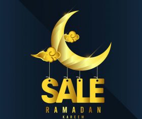 Ramadan Karrem golden meniscus sale background vector