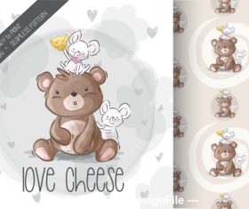 Rat and bear cartoon background vector