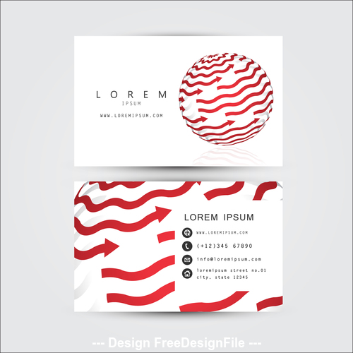 Red arrow background business card template design vector