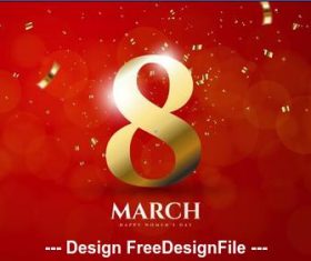 Red background Womens day greeting card vector