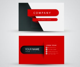 Red pattern business card template design vector