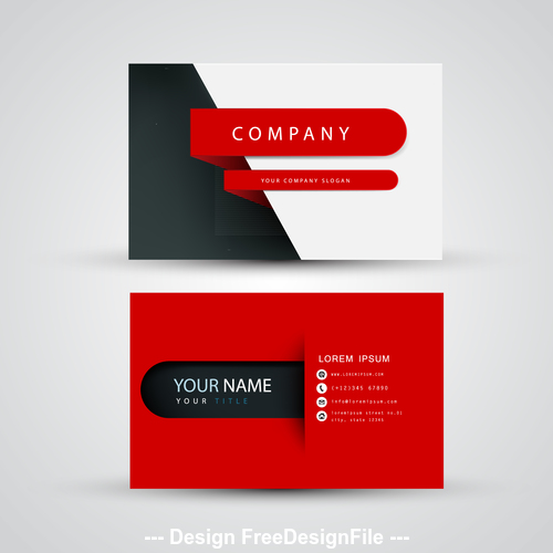 Red pattern business card template design vector
