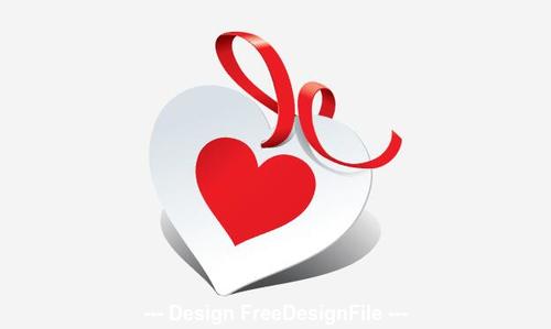 Red ribbon valentine greeting card vector
