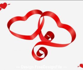 Ribbon heart shaped Valentines day greeting card vector