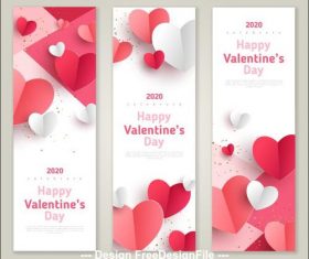Roll up banner 2020 Valentines day template vector