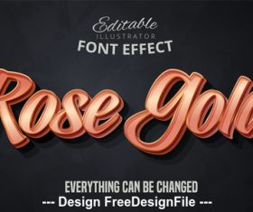 Rose gold 3d font text effect vector