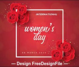 Roses frame womens day greeting card vector