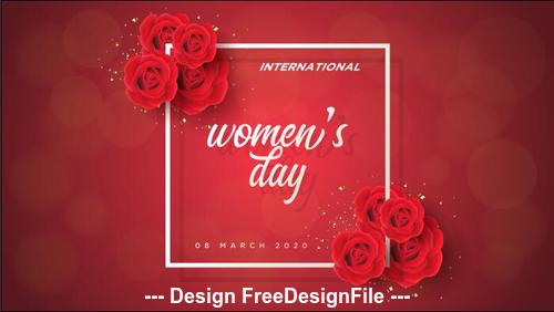 Roses frame womens day greeting card vector