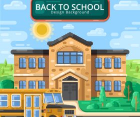 School and school bus background illustration vector