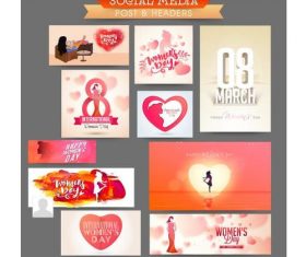 Set of pictures March 8 International womens day vector