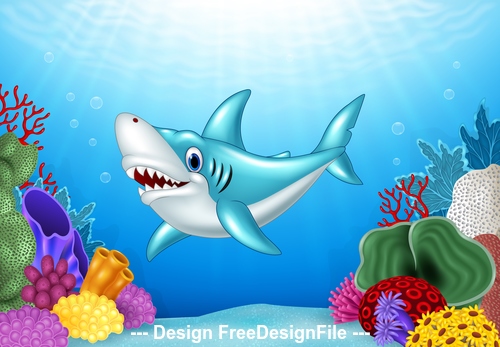 Shark cartoon illustration vector