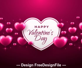 Shiny heart background valentines day greeting card vector