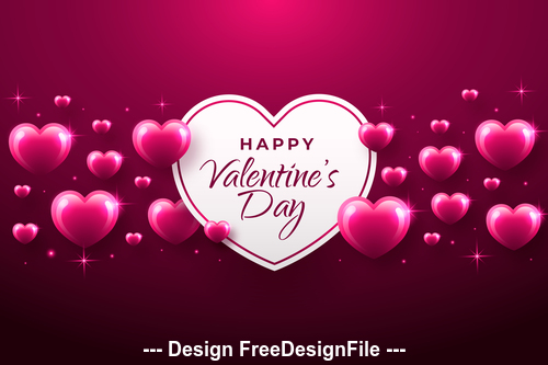 Shiny heart background valentines day greeting card vector