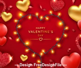 Shiny romantic valentines day card vector