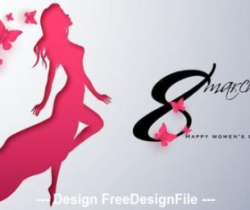 Silhouette people and march 8 international womens day vector