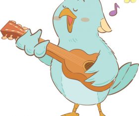 Singing bird cartoon illustration vector