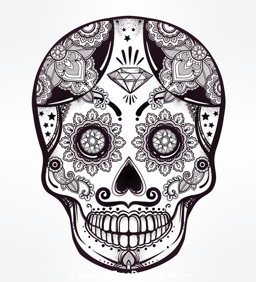 Skull hand drawn icon vector